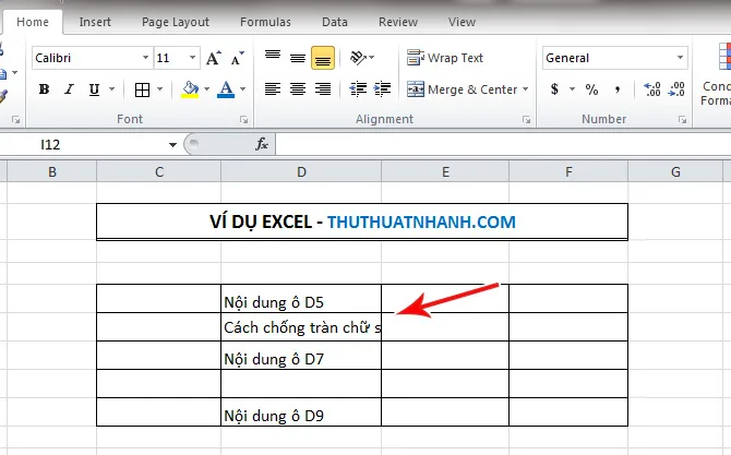 Cach chong tran noi dung sang cac o khac trong Excel