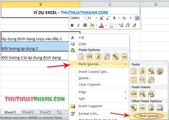 cach dung paste special trong excel