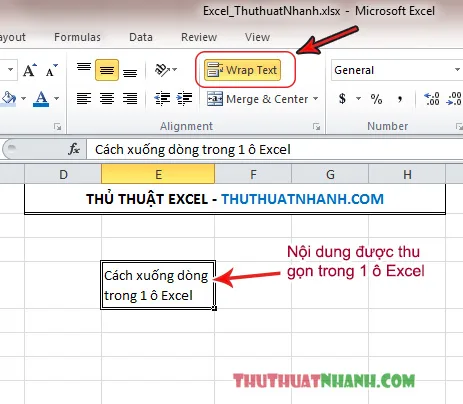 Cach xuong dong tu dong trong 1 o excel