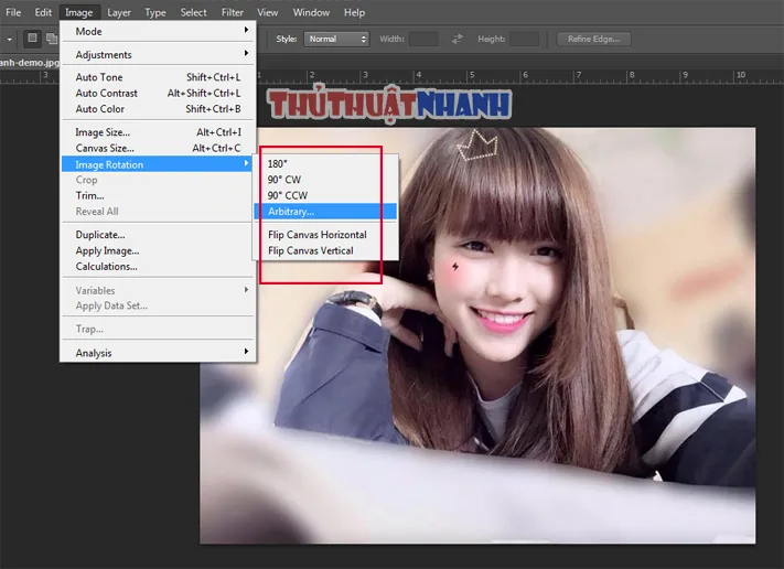 xoay hinh anh voi image rotation trong pts