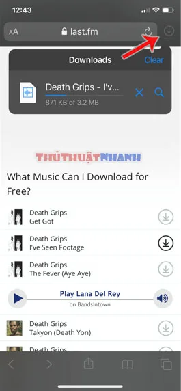 nut quan ly file download tren Safari