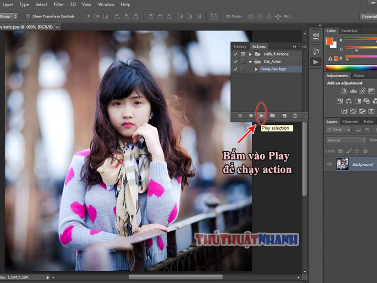 huong dan dung action trong photoshop