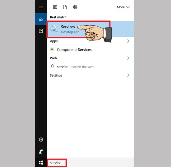 vao service tren windows 10
