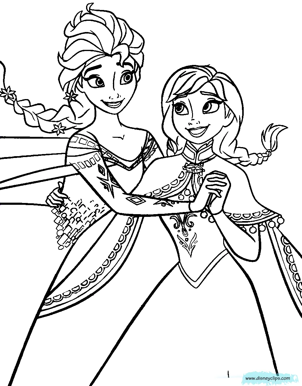 bé tập tô màu hình công chúa Elsa vs Anna