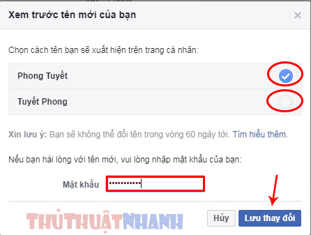 chon cach ten ban se xuat hien tren trang ca nhan facebook may tinh