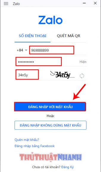 dang nhap zalo khi da co san tai khoan