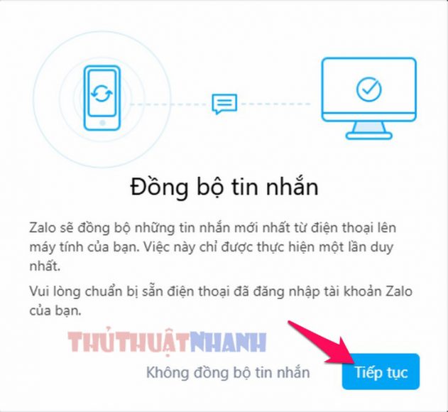 dong bo tin nhan zalo tren may tinh pc laptop
