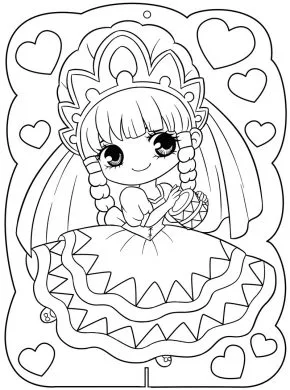 tranh to mau cong chua chibi mat tron