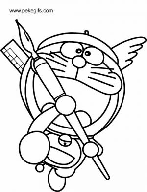 tranh tô màu doremon làm chiến binh thiên thần