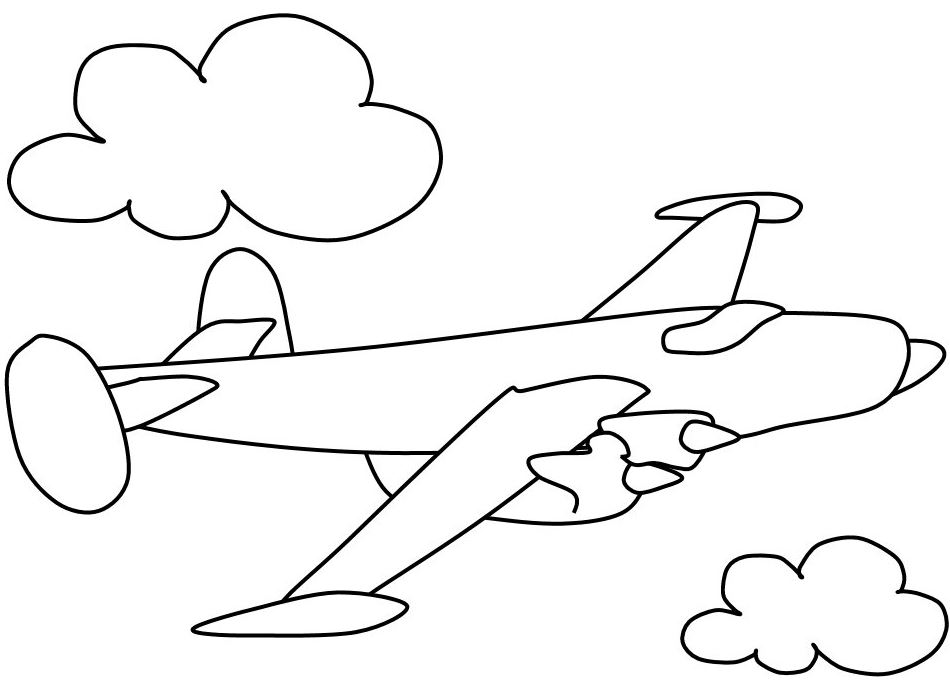 Tranh tô màu hình máy bay cho bé tập tô (3-4 tuổi)