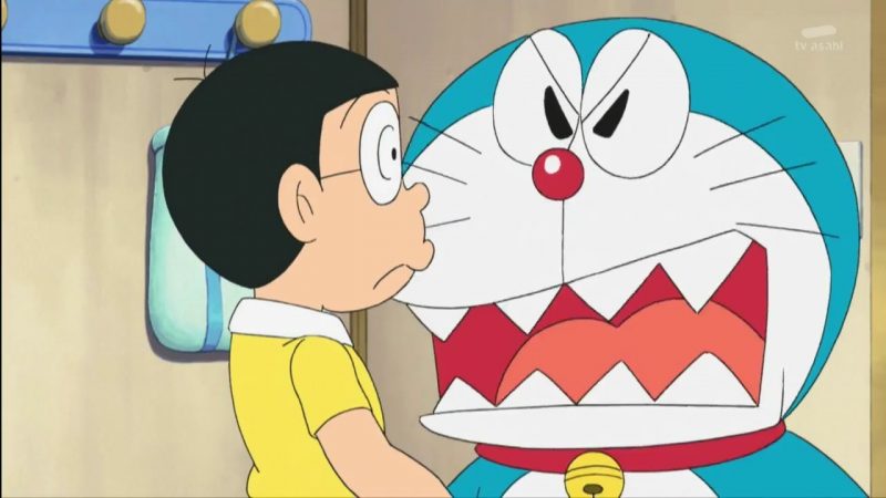 Hình ảnh Doremon “nổi điên” quát tháo sự sai lầm của Nobita.