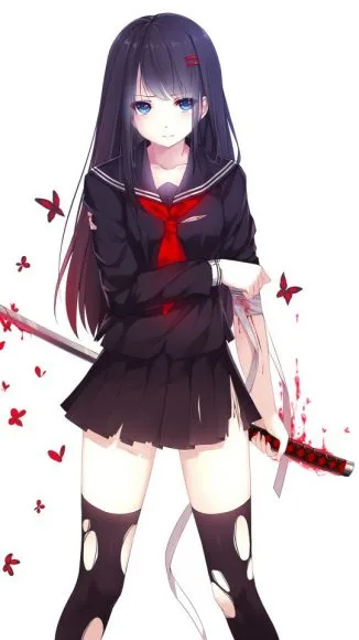 anh anime girl buon cam kiem lanh lung dang bi thuong