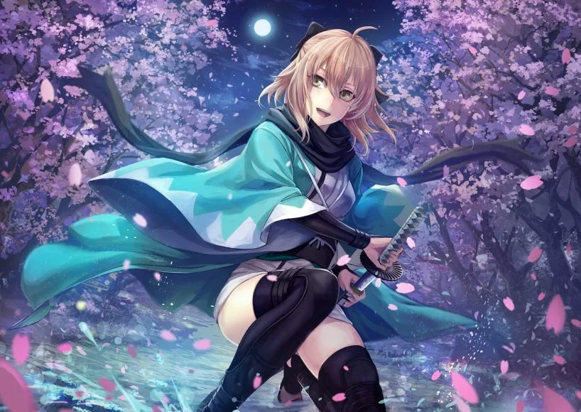 hinh nen anime girl cam kiem ngau lanh lung