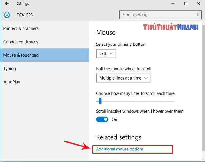 cai dat toc do con chuot tren may tinh windows 10
