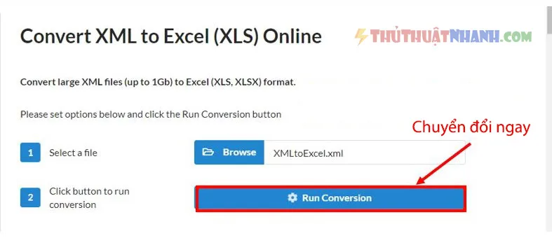 an run conversion de chuyen file xml sang excel