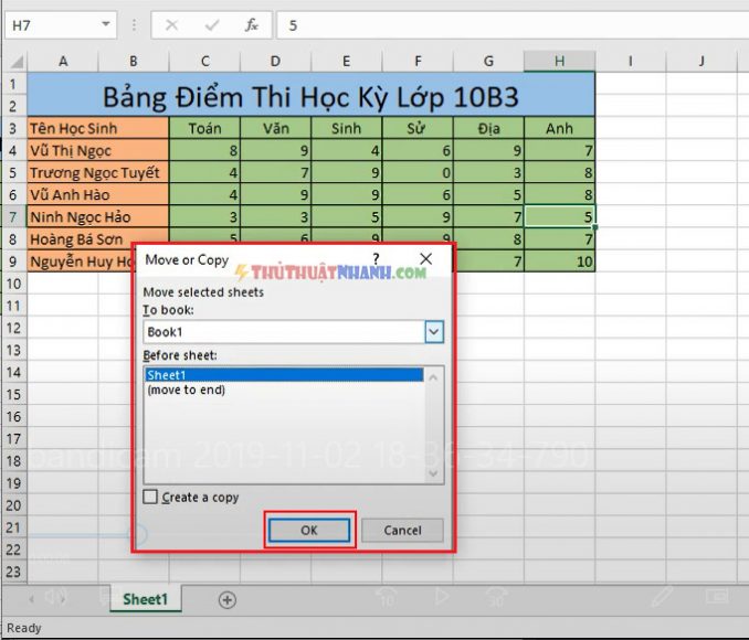copy sheet ngay tại file excel cũ