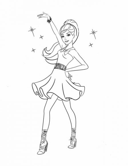 tô màu công chúa barbie mặc váy ngắn cho bé 7 tuổi