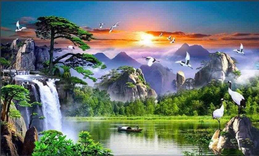tranh dan tuong 3D phong canh thien nhien dep nhat