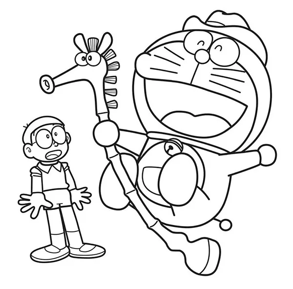 tranh to mau doremon va nobita