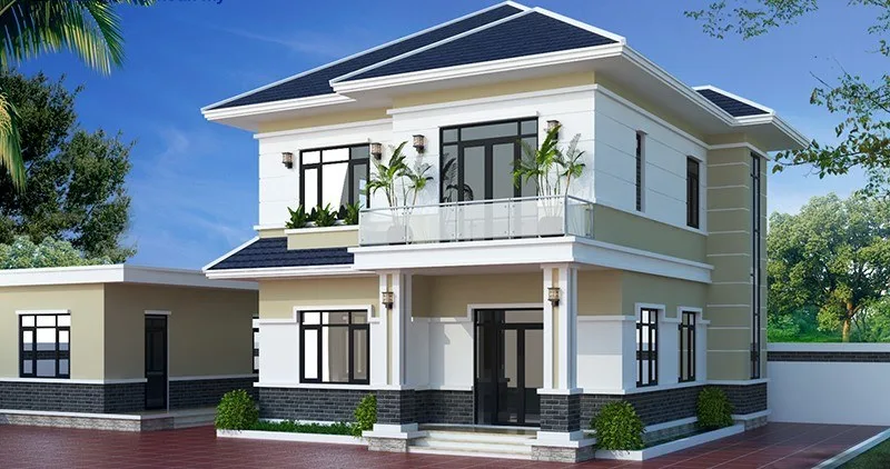 biet thu 2 tang don gian dep