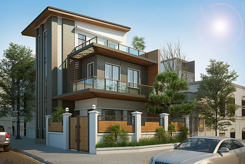 mau biet thu 2 tang 2 mat tien