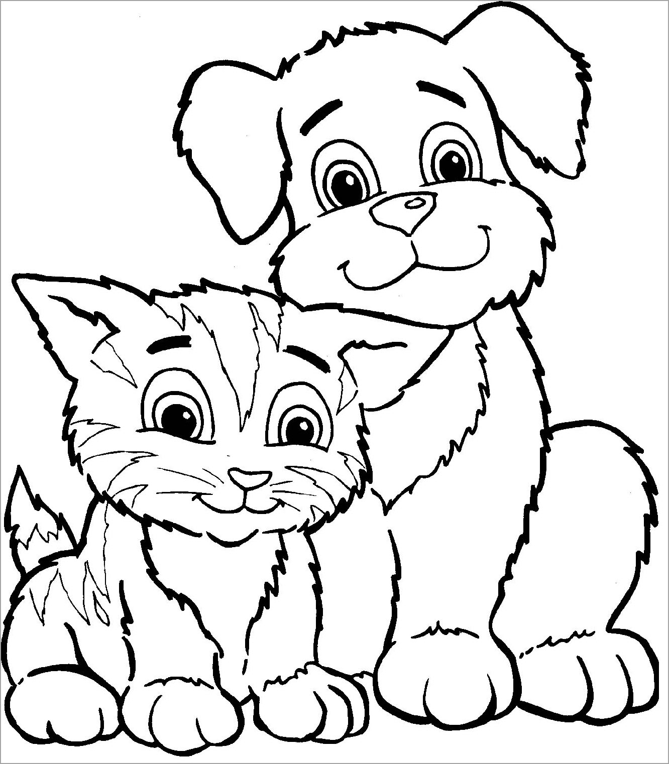 tranh vẽ chú mèo và chó dễ thương