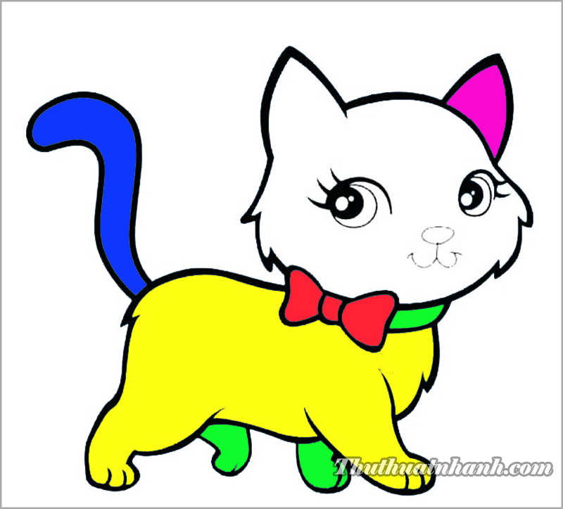 con mèo con đáng yêu Hướng Dẫn Cách vẽ Và tô màu đơn giản  How To Draw a  Cute Cat Easy  YouTube