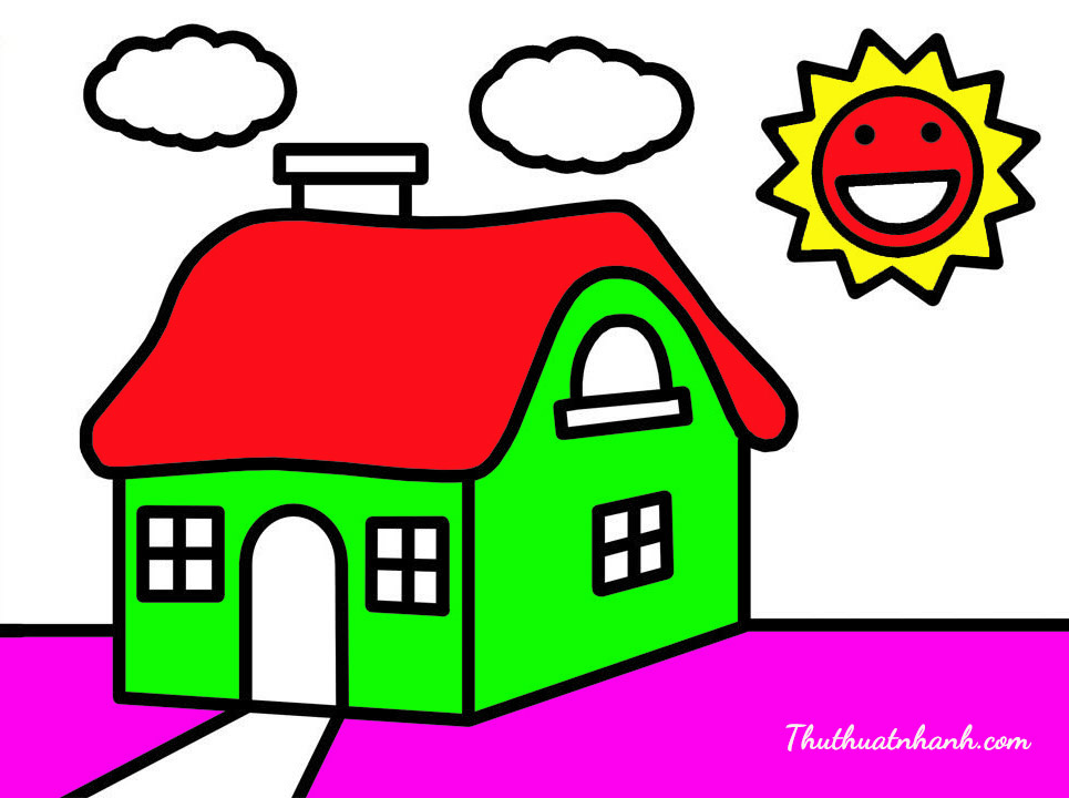 Vẽ Ngôi Nhà Đơn Giản  House Drawing And Coloring For Kids  Vẽ Vui TV   YouTube