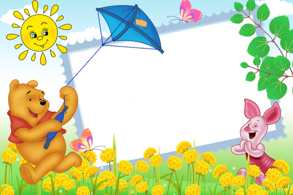 khung ghép ảnh với hình vẽ hoạt hình dễ thương