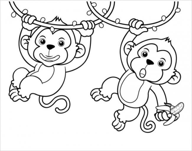Tranh Tô Màu Con Khỉ Đẹp Và Tinh Nghịch Cho Bé Từ 3-9 Tuổi