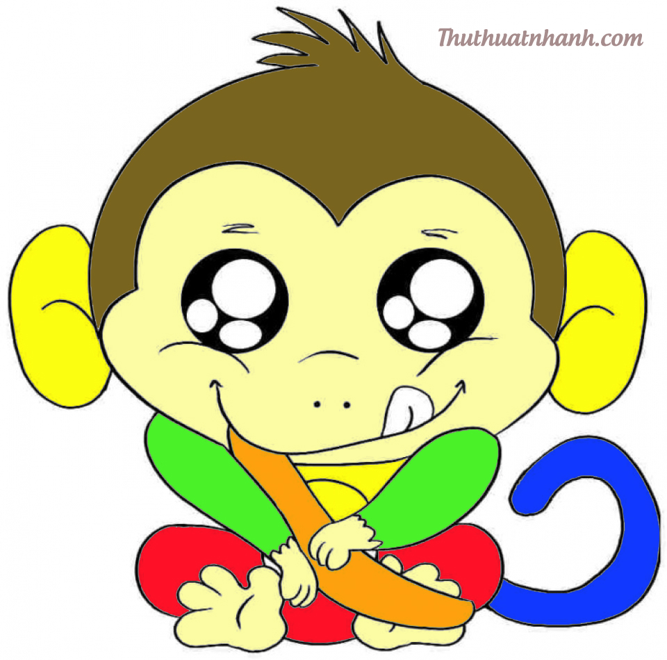 Tranh tô màu con khỉ đẹp và tinh nghịch cho bé từ 3-9 tuổi
