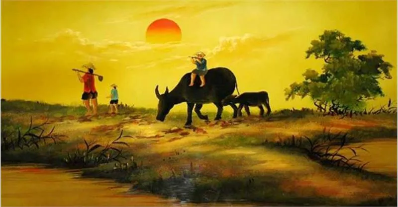 tranh vẽ làng quê Việt Nam