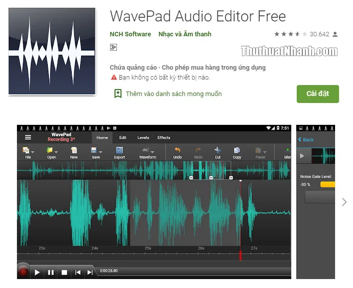 chinh sua am thanh tren smartphone WavePad Audio Editor