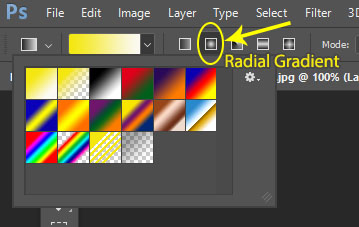 chon phong cach radial gradient