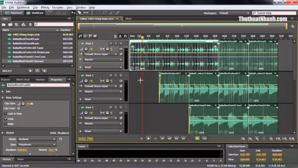 giao dien cua phan mem chinh sua am thanh Adobe Audition