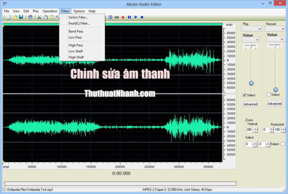 phan mem chinh sua am thanh Akram Audio Editor