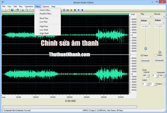 phan mem chinh sua am thanh Akram Audio Editor