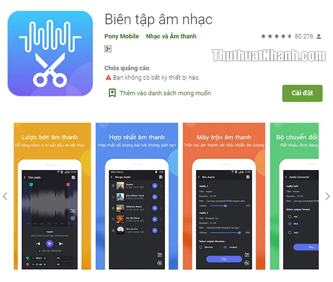 ung dung chinh sua am thanh tren android