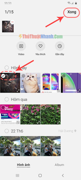 chọn một ảnh trong bộ sưu tập làm hình nền