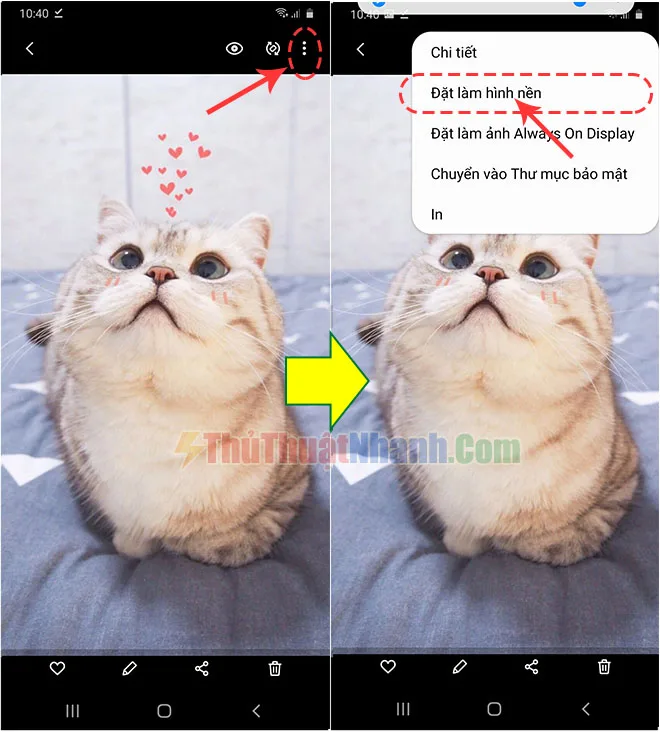 mở ảnh trong bộ sưu tập và cài đặt làm hình nền cho điện thoại Android