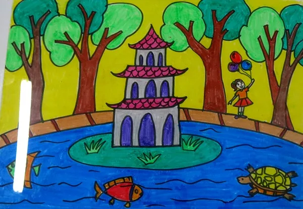 tranh hồ gươm đẹp đơn giản