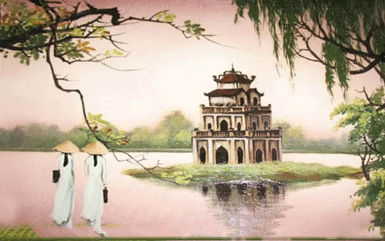 tranh hồ gươm đẹp nên thơ