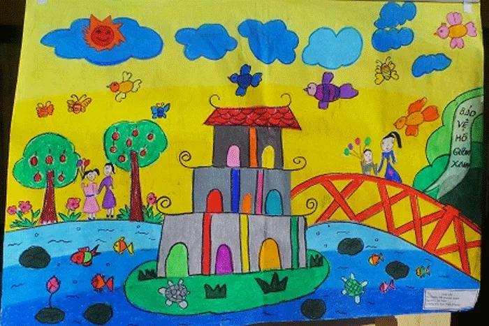 tranh hồ hoàn kiếm đẹp của trẻ mầm non