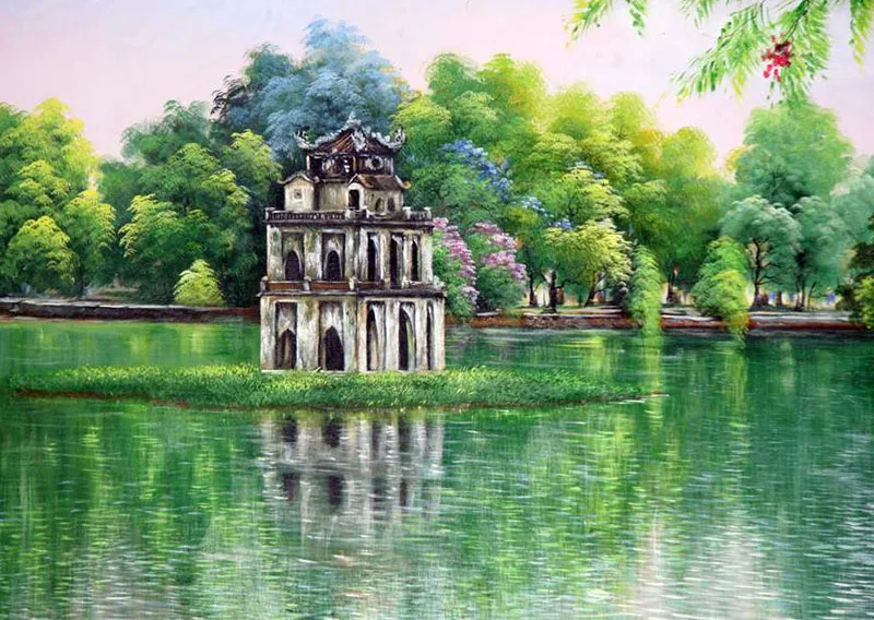 tranh son dau ve thap rua cua ho guom