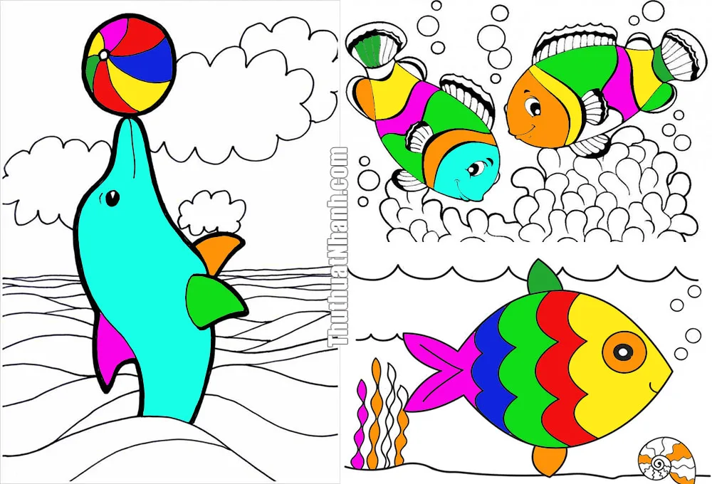 tranh tô màu con cá cho bé