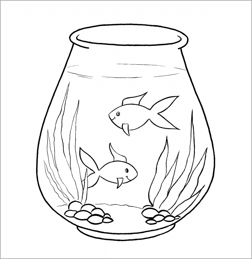 tranh vẽ con cá cảnh trong bể nước cho bé tập tô