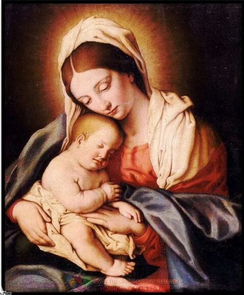 Tranh vẽ hình ảnh mẹ và con trong đạo Thiên Chúa Giáo