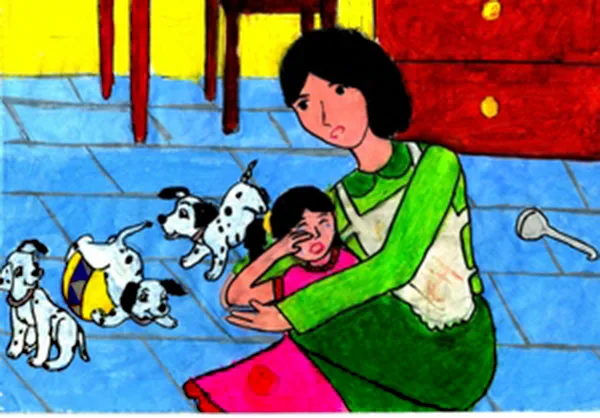 tranh vẽ mẹ của em hiền hòa dỗ dành em