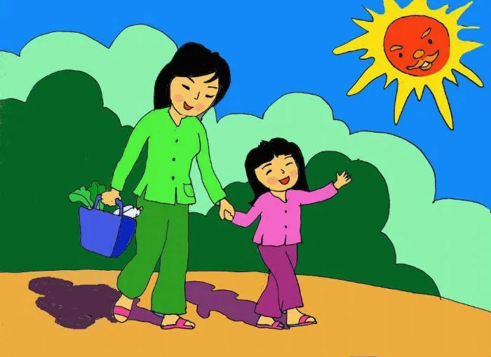 tranh vẽ mẹ và con gái đẹp nhất
