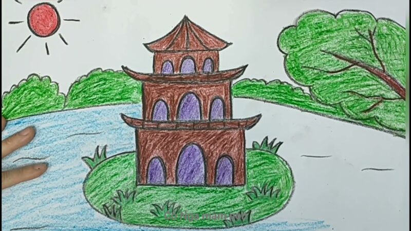tranh vẽ tháp rùa của học sinh
